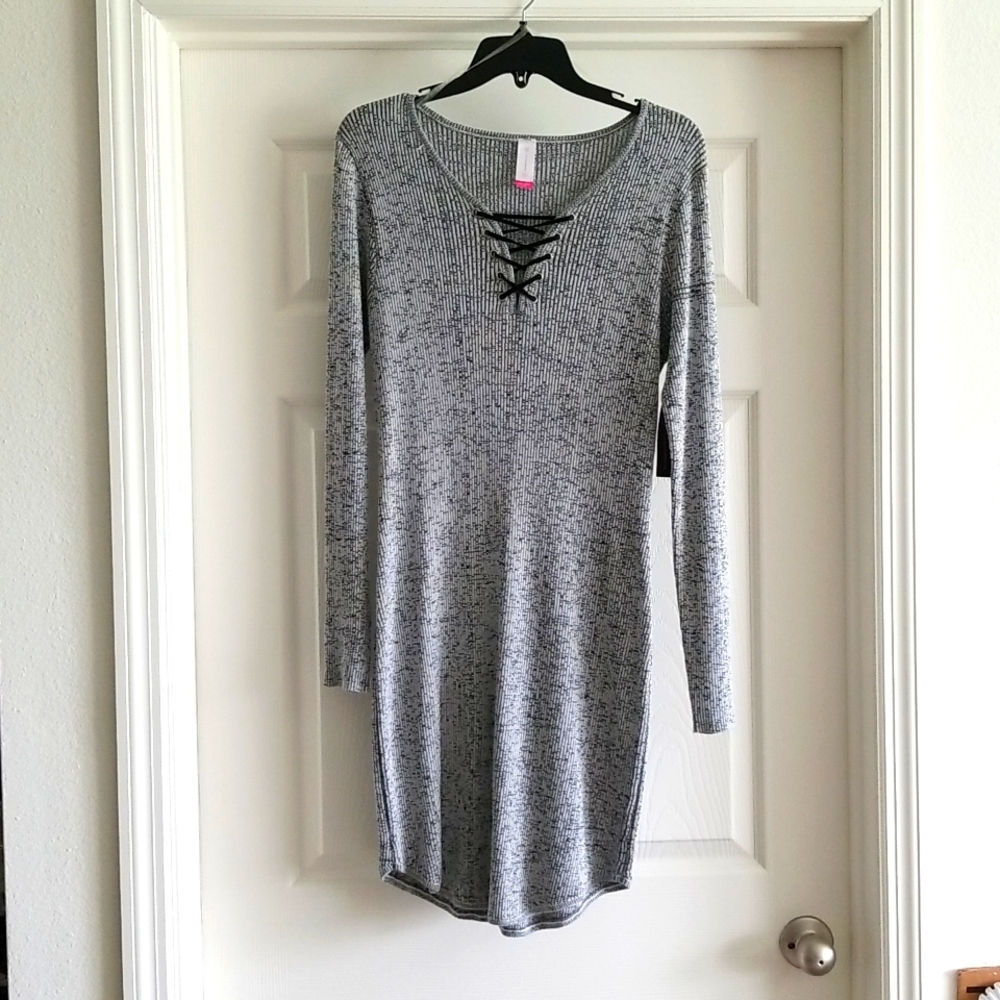 NOBO grey bodycon long sleeve dress